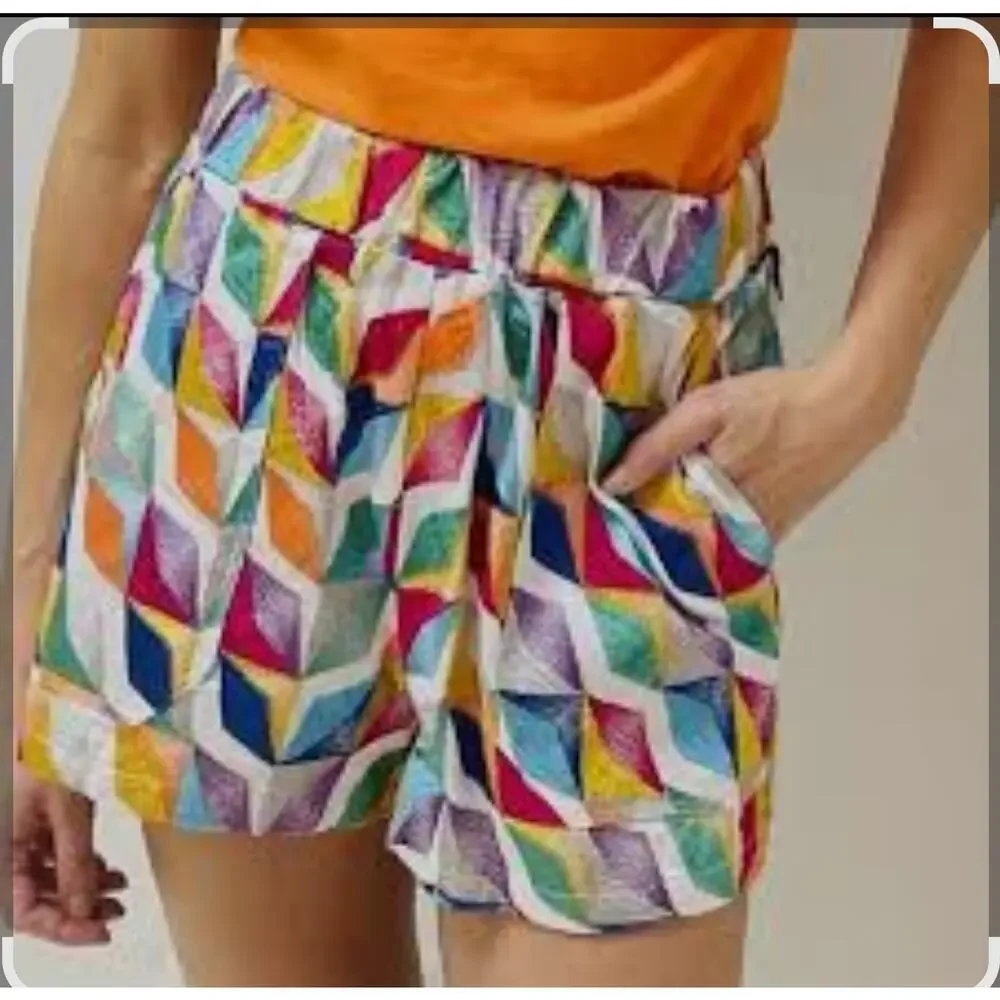 Willa Story Palmer Pull-On Shorts in Multicolor Embroidery Size XS